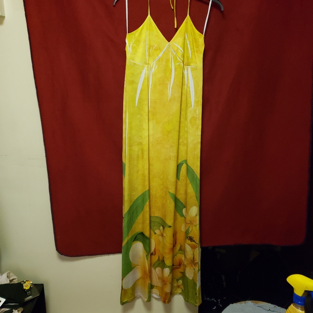 Vintage Sexy Style Works body hugging Floral Halter maxi Dress-Small-gplc